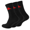 Kappa 3 Pair Pack Everyday Crew Sports Socks Mens Cotton White Black Grey