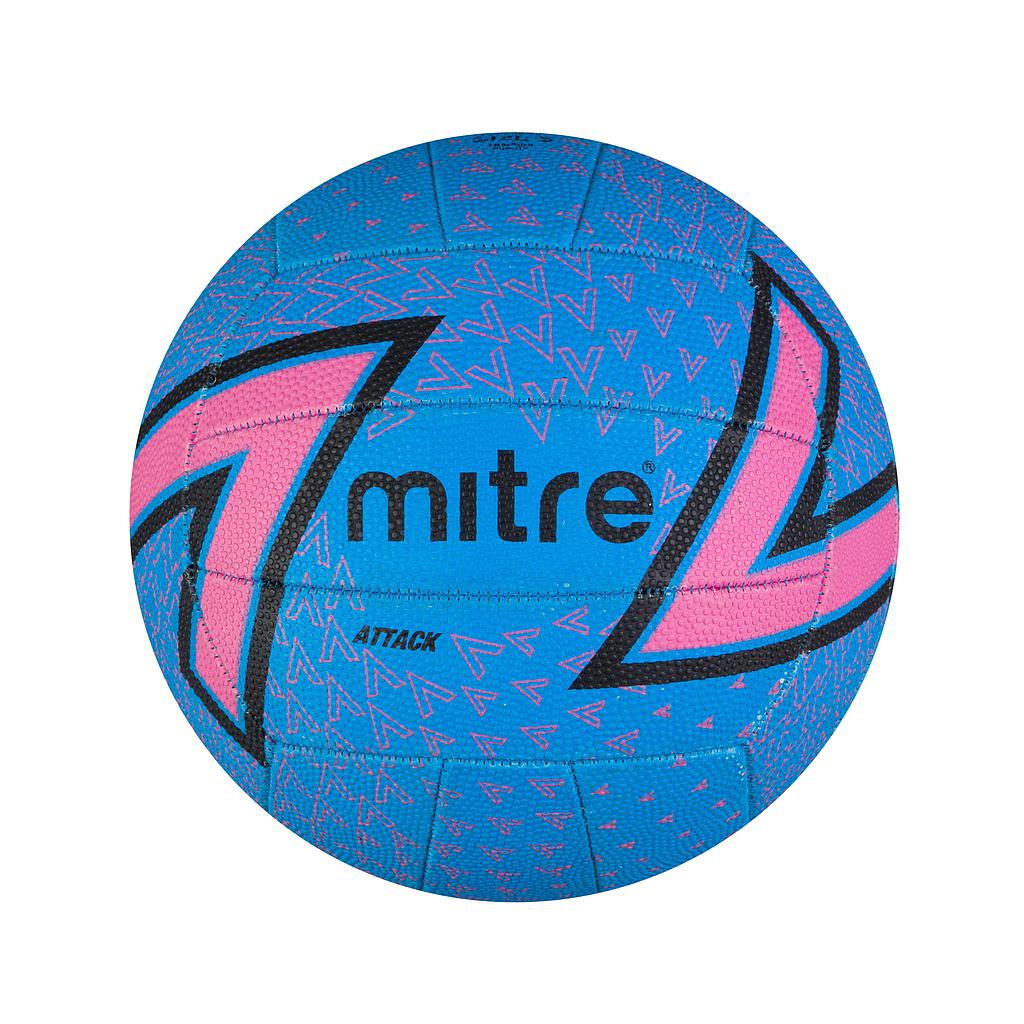 Mitre Attack 18 Panel Netball Blue/Pink/Black