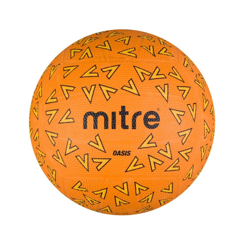 Mitre Oasis 18 Panel Netball Orange/Yellow/Black