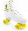 Kingdom GB Peony Roller Skates Flower Embroidered Quad Wheels White Yellow