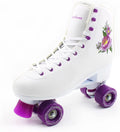 Kingdom GB Peony Roller Skates Flower Embroidered Quad Wheels White Purple