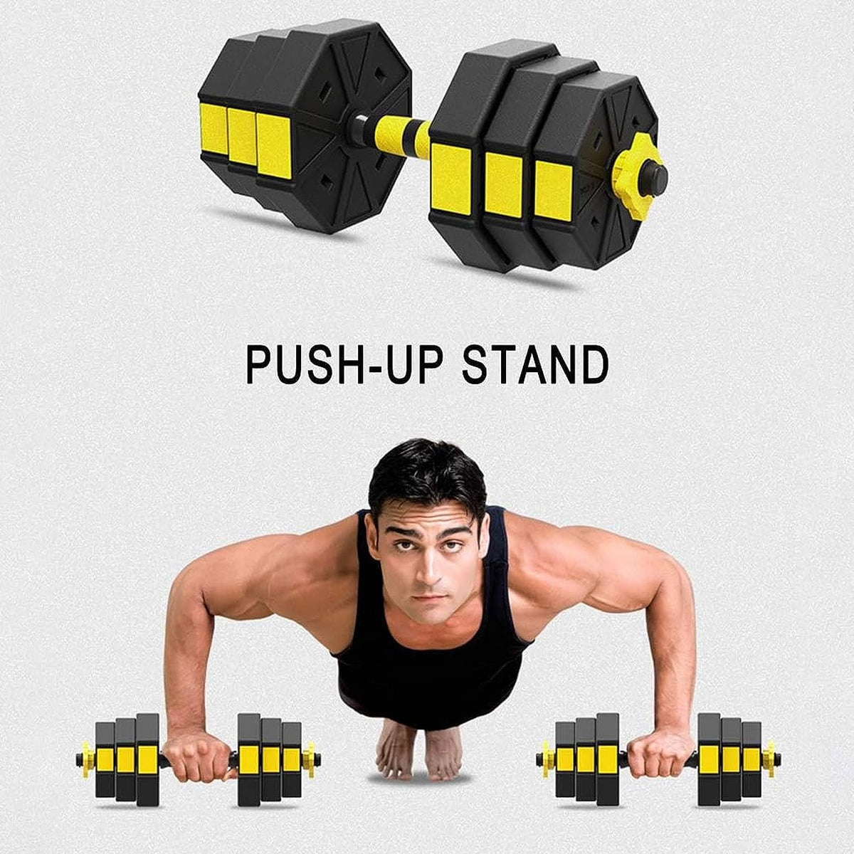 Kingdom GB Octagonal Adjustable Dumbbells Barbell Weight Set with Hand Wraps Exercises Fitness Strength Equipment