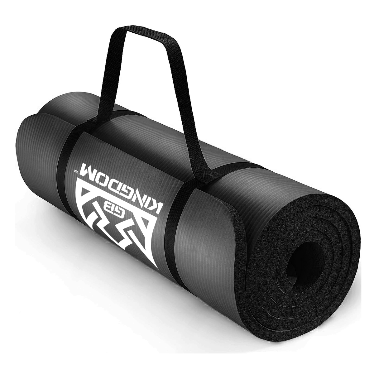Kingdom Supreme+ 20mm Extra Thick NBR Foam Exercise Yoga Mat with Mesh Carry Bag, Strap & Resistance Band Black
