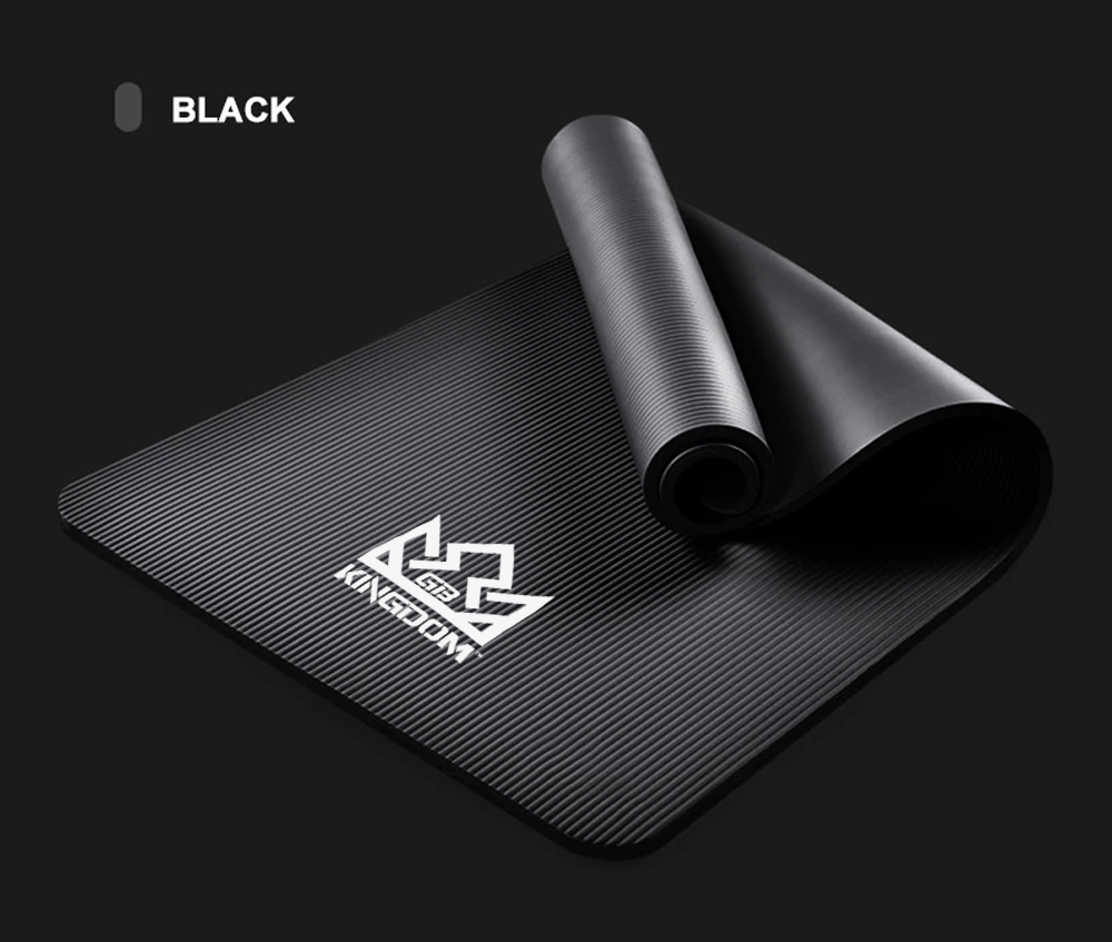 Kingdom Supreme+ 20mm Extra Thick NBR Foam Exercise Yoga Mat with Mesh Carry Bag, Strap & Resistance Band Black