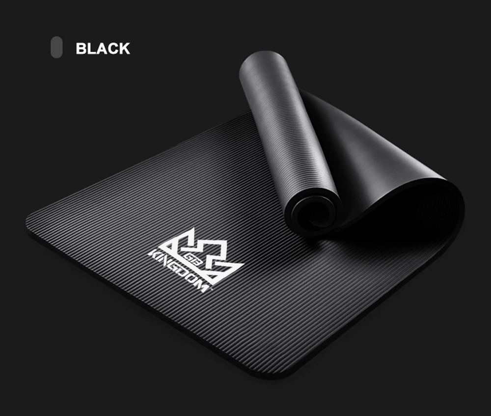Kingdom Supreme+ 20mm Extra Thick NBR Foam Exercise Yoga Mat with Carry Strap Black