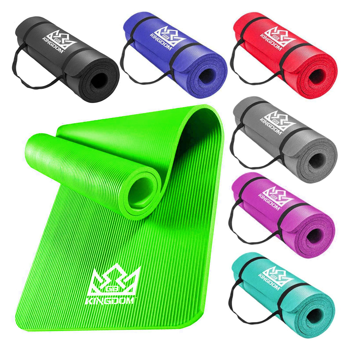 Kingdom Supreme+ 20mm Extra Thick NBR Foam Exercise Yoga Mat with Carry Strap Lime Green