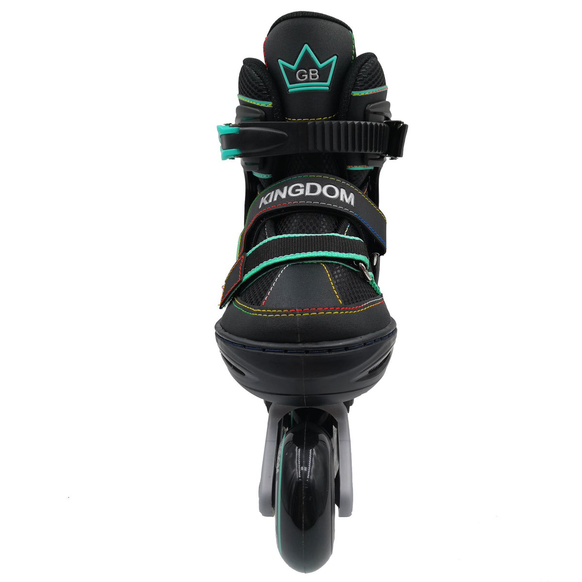 Kingdom GB Metro Flash Adjustable Inline Roller Skates Illuminating Light up Wheels Black Turquoise green