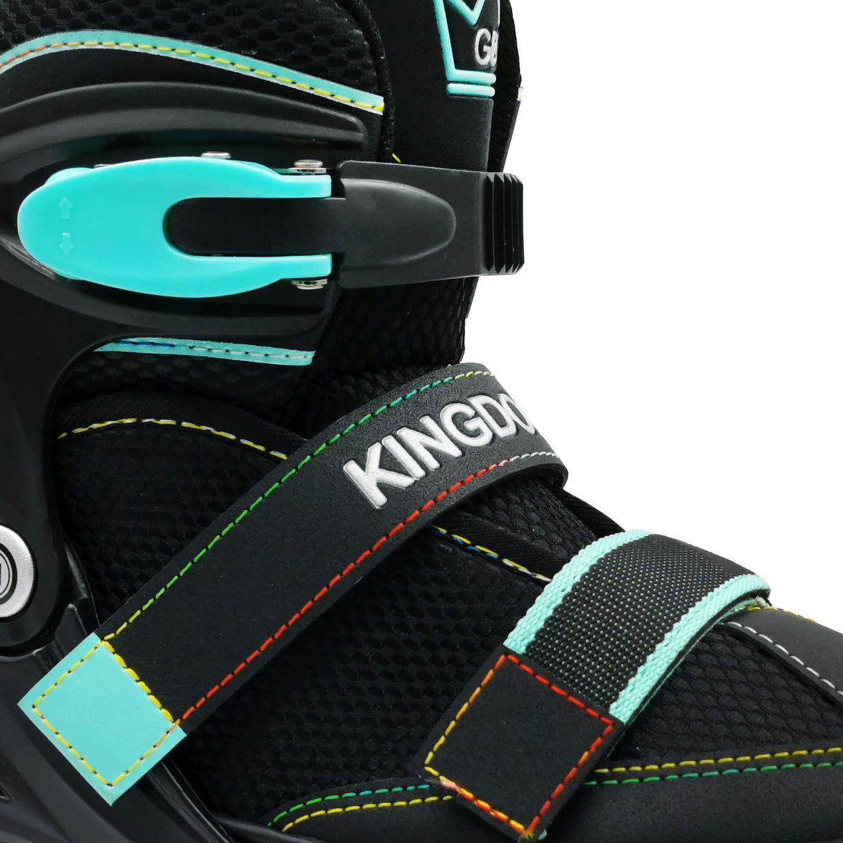 Kingdom GB Metro Flash Adjustable Inline Roller Skates Illuminating Light up Wheels Black Turquoise green