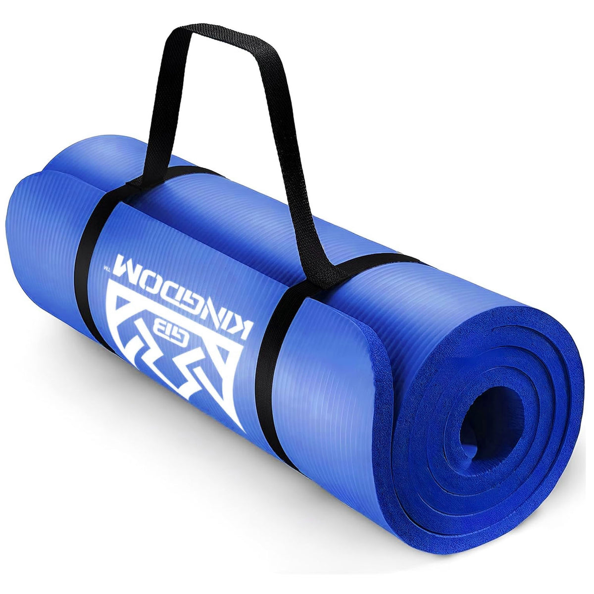 Kingdom Supreme+ 15mm Extra Thick NBR Foam Exercise Yoga Mat with Mesh Carry Bag, Strap & Resistance Band Blue