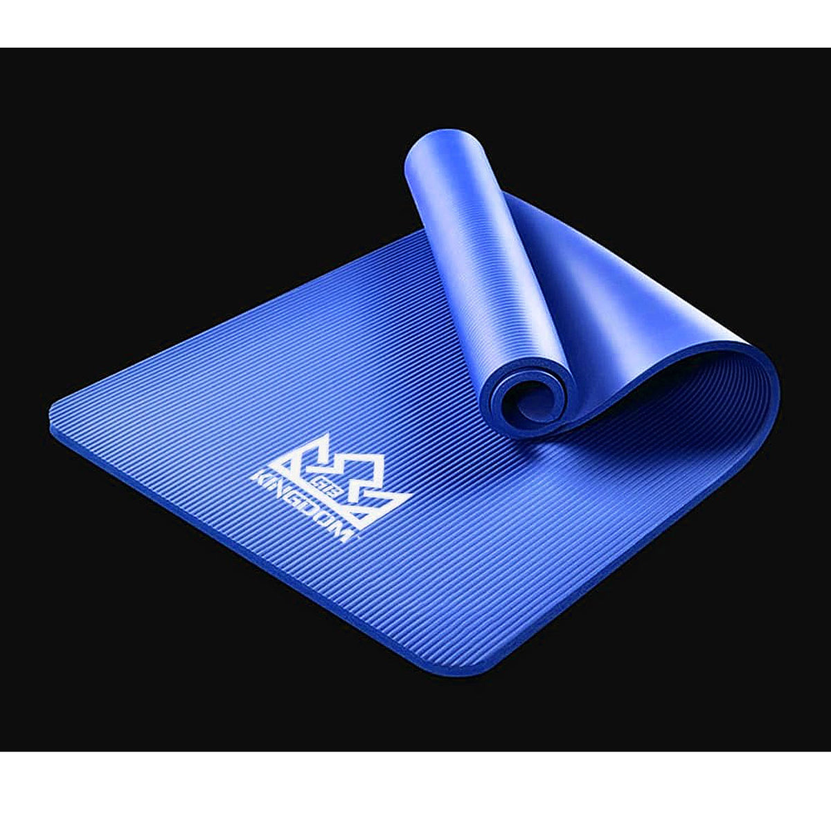 Kingdom Supreme+ 15mm Extra Thick NBR Foam Exercise Yoga Mat with Mesh Carry Bag, Strap & Resistance Band Blue