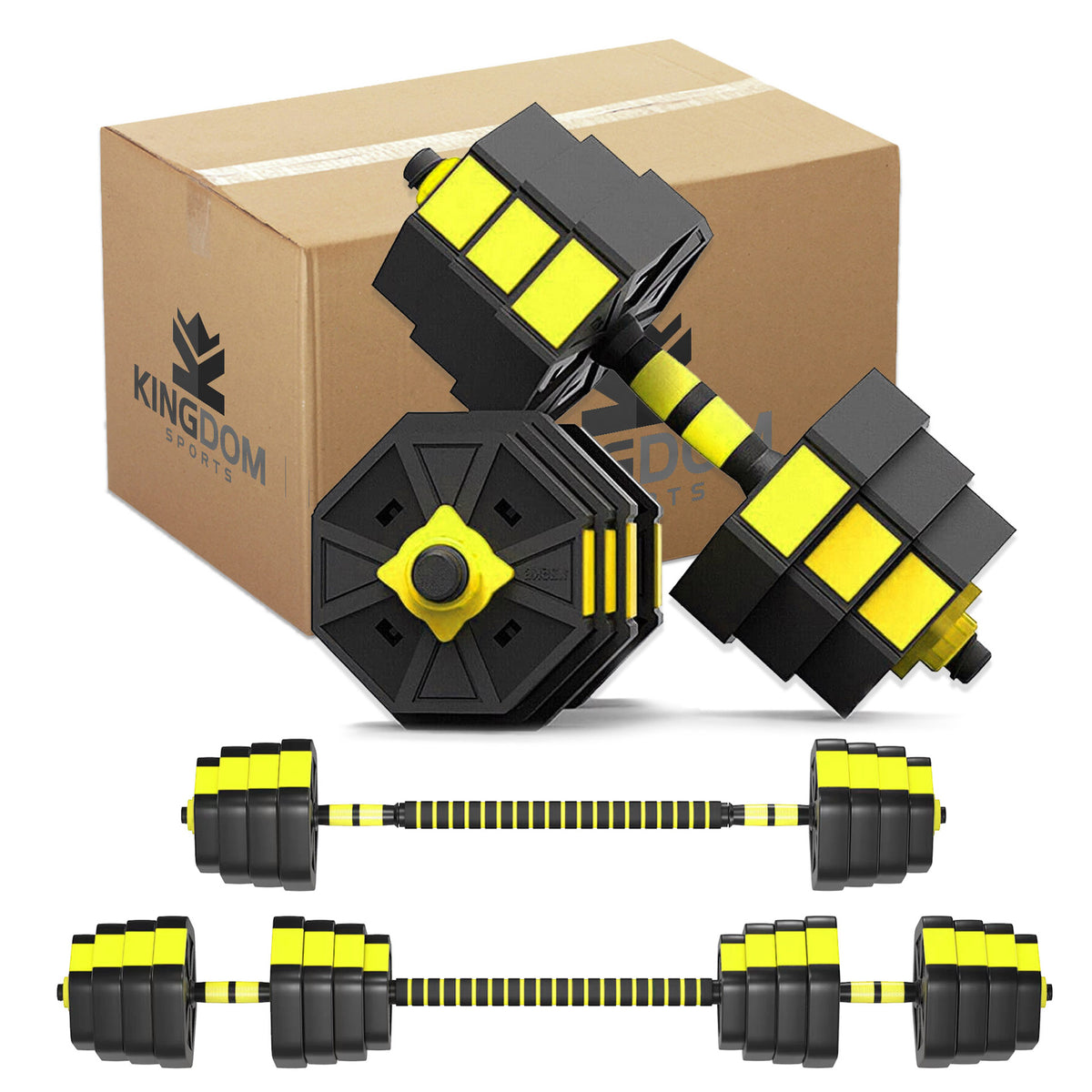 Kingdom GB Octagonal Adjustable Dumbbells Barbell Weight Set with Hand Wraps Exercises Fitness Strength Equipment