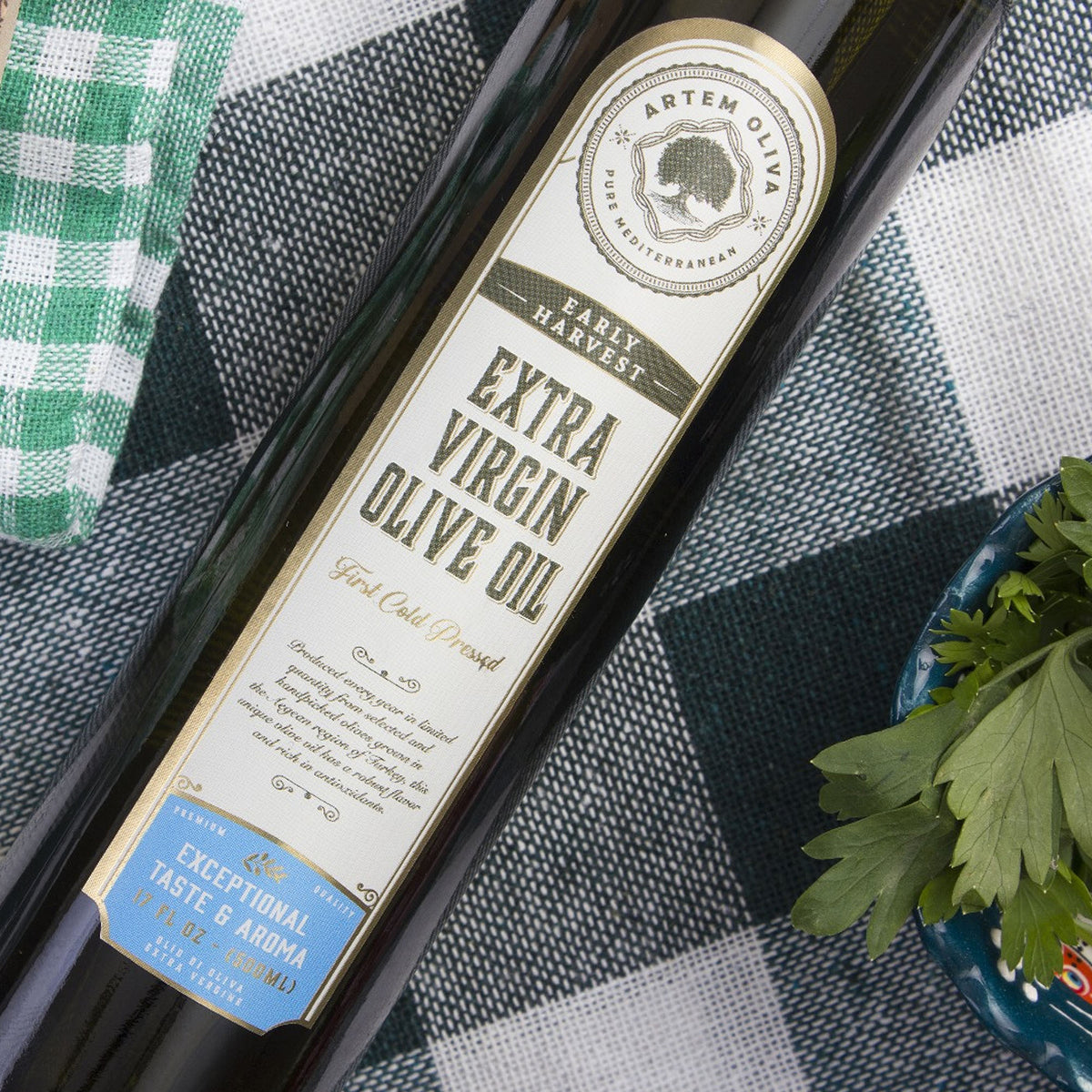 Artem Oliva® Early Harvest Extra Virgin Olive Oil EVOO Cold Pressed Olives High Ployphenol From Aegean Izmir Turkey 500ml