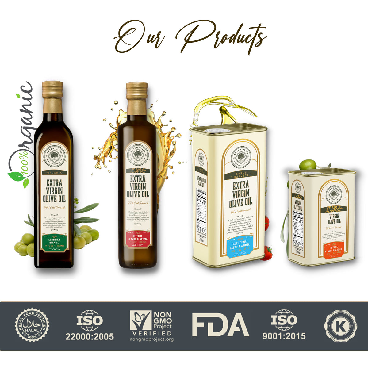Artem Oliva® Early Harvest Extra Virgin Olive Oil EVOO Cold Pressed Olives High Ployphenol From Aegean Izmir Turkey 500ml
