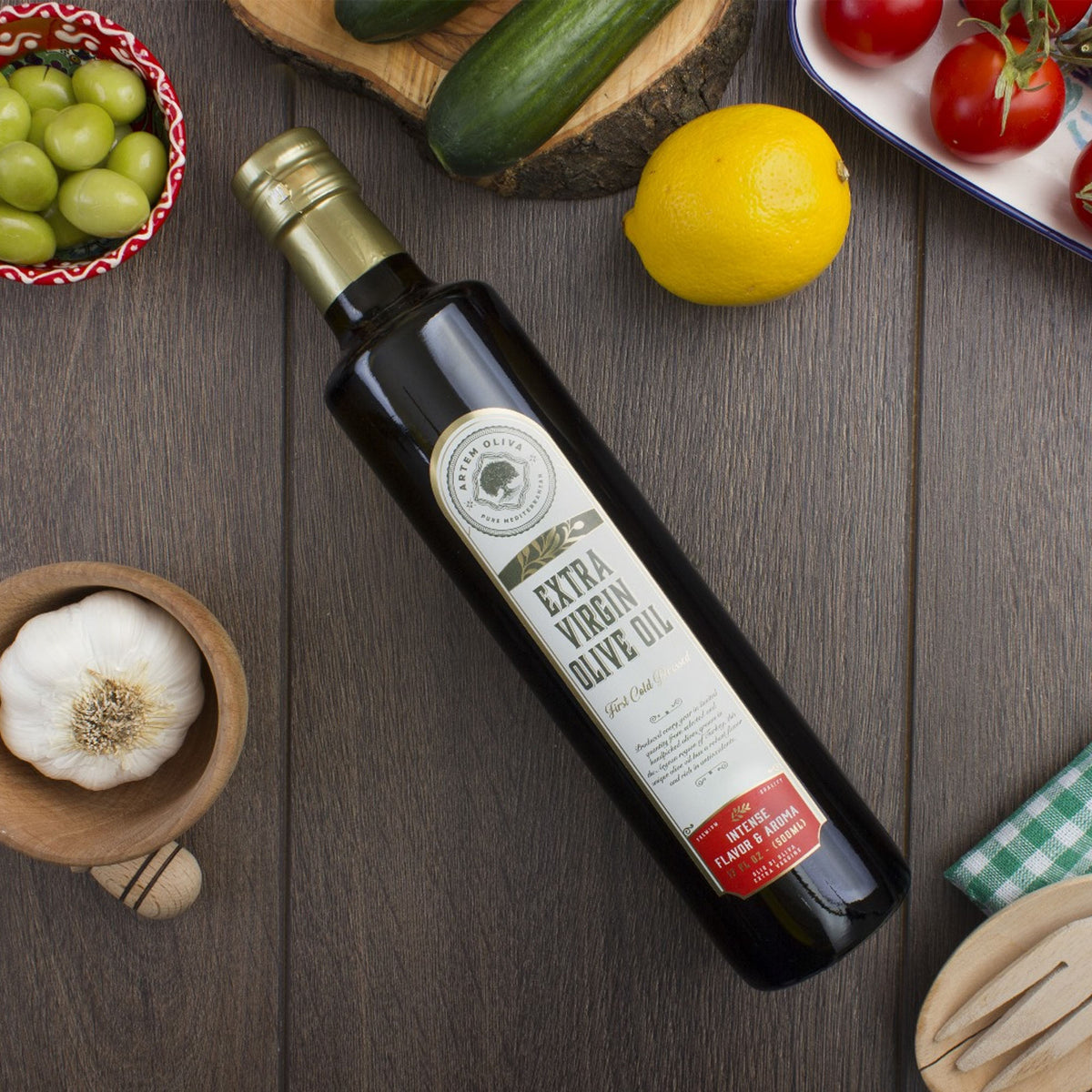 Artem Oliva® Early Harvest Extra Virgin Olive Oil EVOO Cold Pressed Olives High Ployphenol From Aegean Izmir Turkey 500ml