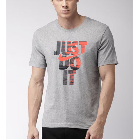 NIKE JUST DO IT Grey Tee Shirt Mens T-Shirt Casual Cotton Sports Crew Neck